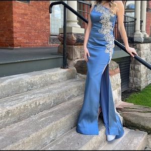 Dusty blue formal dress